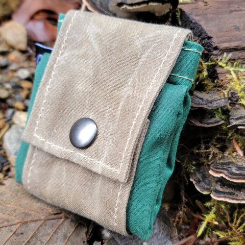 pnwbushcraft boxes bags tan and bright green rugged waxed canvas foraging bag hip pouch by pnwbushcraft 41355131683029