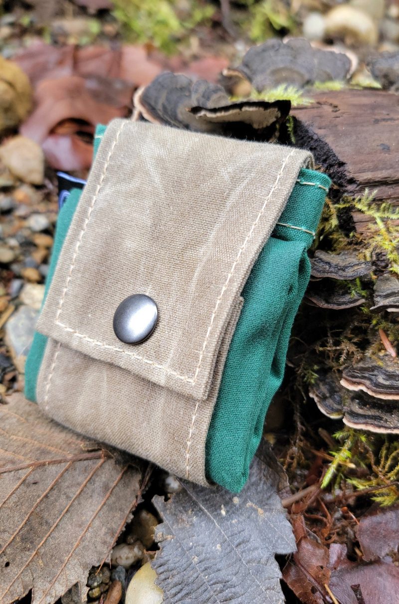 pnwbushcraft boxes bags tan and bright green rugged waxed canvas foraging bag hip pouch by pnwbushcraft 41355131683029