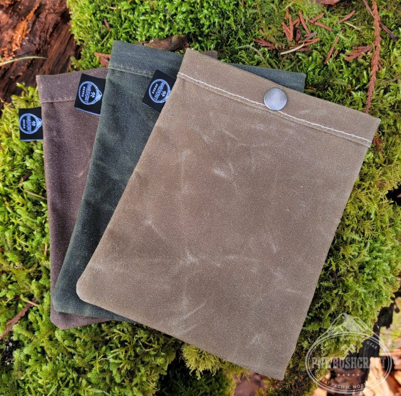 pnwbushcraft boxes bags tan brown green set of 3 waxed canvas ditty bags with snaps 41355126309077