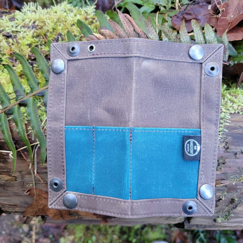 pnwbushcraft storage accessories brown with blue pocket edc waxed canvas travel tray for your gear and edc 2 0 41355129356501