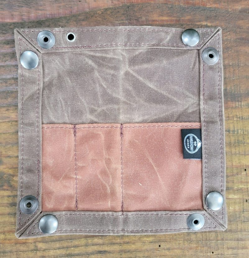 pnwbushcraft storage accessories dark brown with brown pocket edc waxed canvas travel tray for your gear and edc 2 0 41355127914709