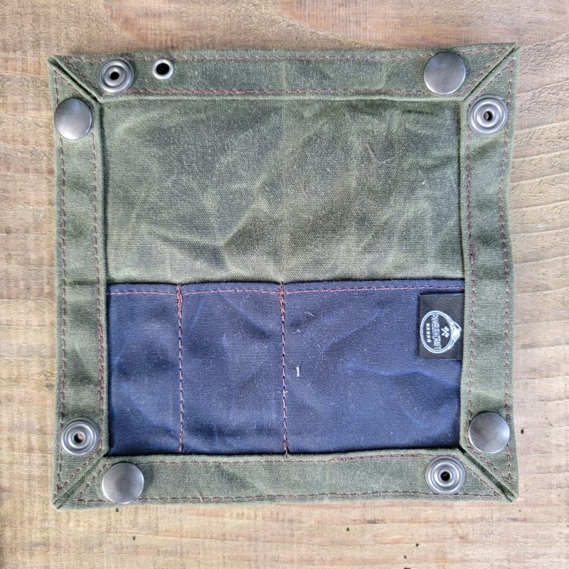 pnwbushcraft storage accessories dark green with navy pocket edc waxed canvas travel tray for your gear and edc 2 0 41355130929365