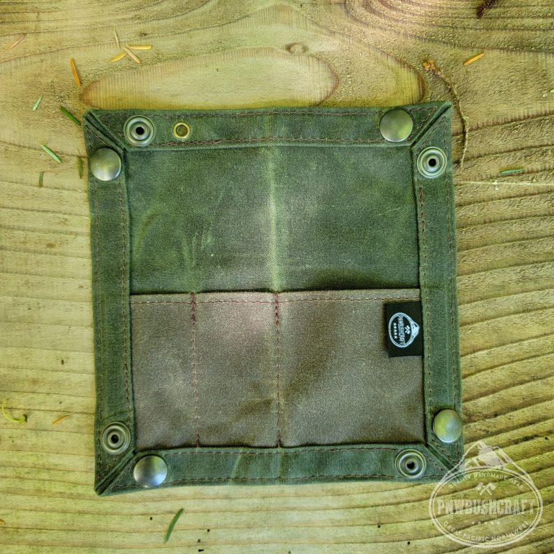 pnwbushcraft storage accessories green with brown pockets edc waxed canvas travel tray for your gear and edc 2 0 41355131060437