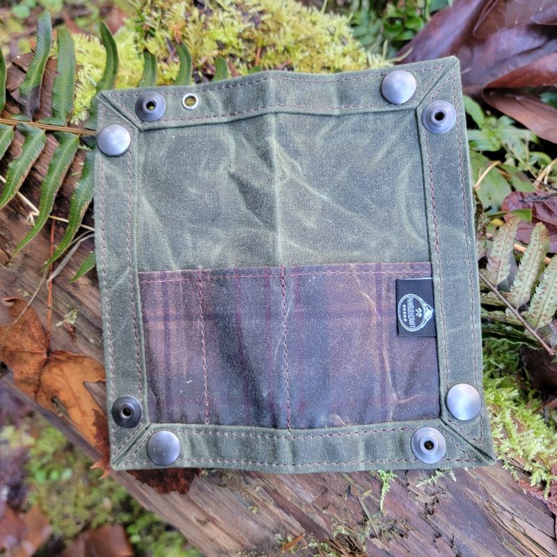 pnwbushcraft storage accessories green with plaid pocket edc waxed canvas travel tray for your gear and edc 2 0 41355128832213