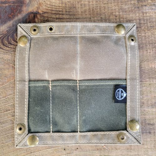 pnwbushcraft storage accessories tan with dark green pocket edc waxed canvas travel tray for your gear and edc 2 0 41355128635605