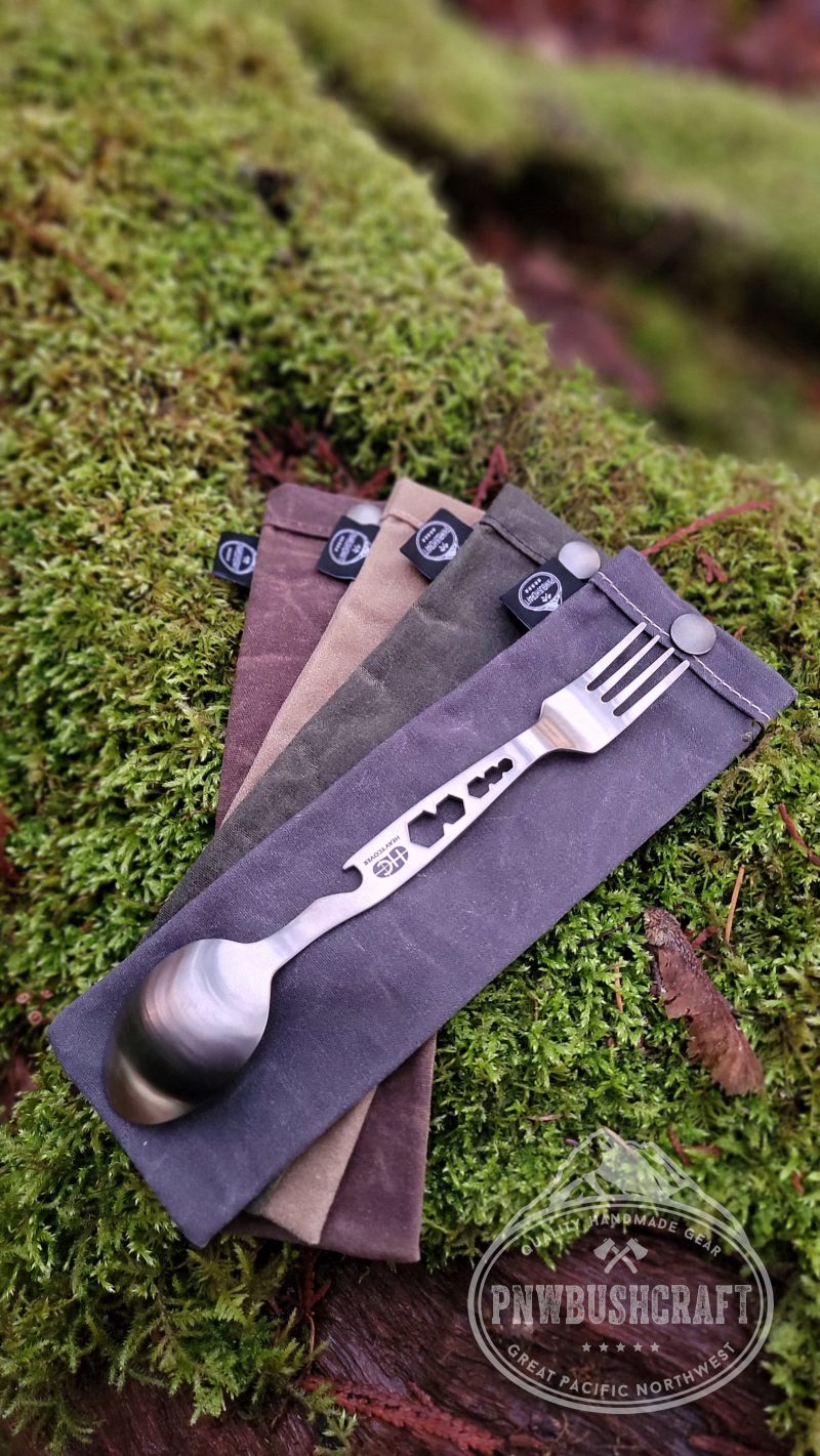 pnwbushcraft utensils tall waxed canvas spork bag for your gear 41355128799445