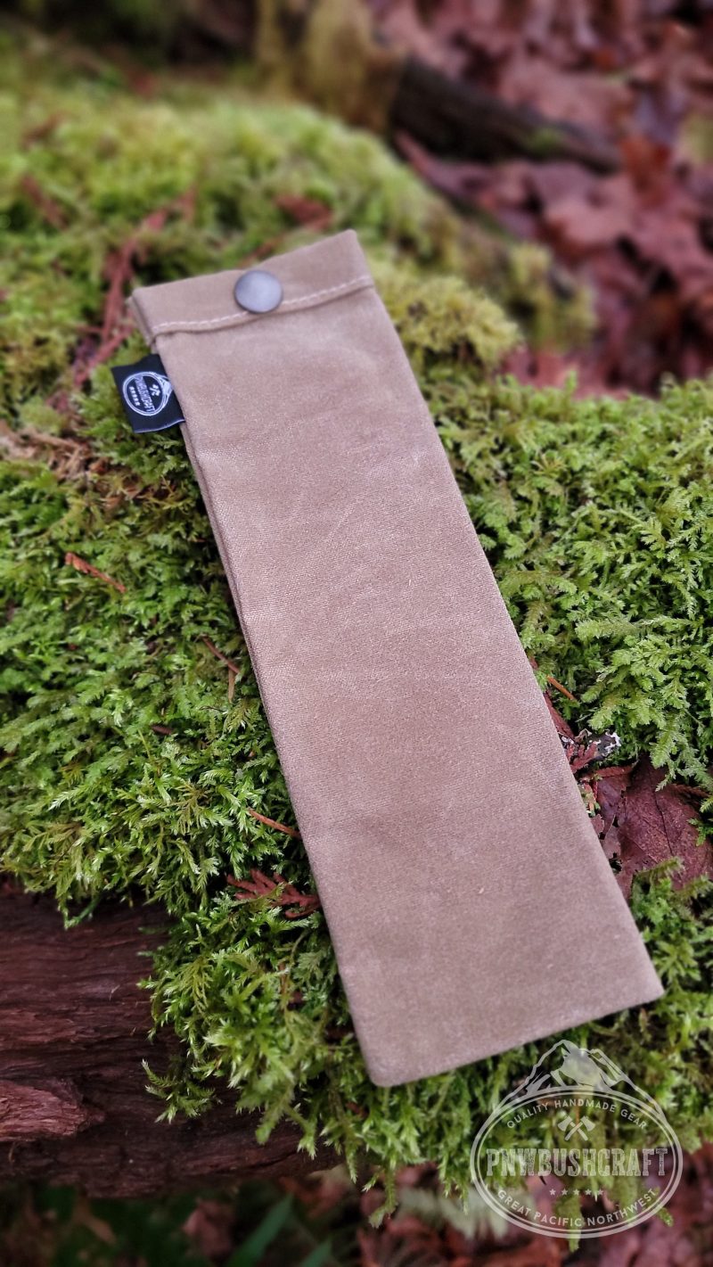 pnwbushcraft utensils tan tall waxed canvas spork bag for your gear 41355127095509