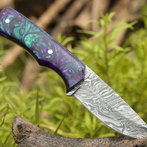 shokunin usa 8 damascus knife arcane handmade custom damascus knife with resin handle 41588771717333