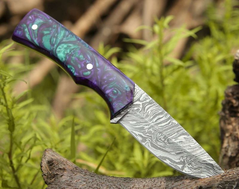 shokunin usa 8 damascus knife arcane handmade custom damascus knife with resin handle 41588771717333