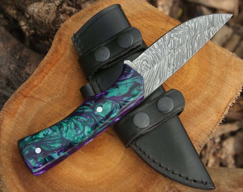 shokunin usa 8 damascus knife arcane handmade custom damascus knife with resin handle 41588772339925