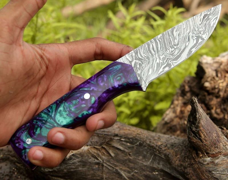 shokunin usa 8 damascus knife arcane handmade custom damascus knife with resin handle 41588772896981