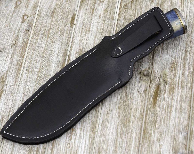 shokunin usa bowie knife giga hunting knife with bone stacked leather handle 41588781383893