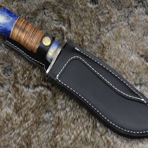 shokunin usa bowie knife giga hunting knife with bone stacked leather handle 41588781777109