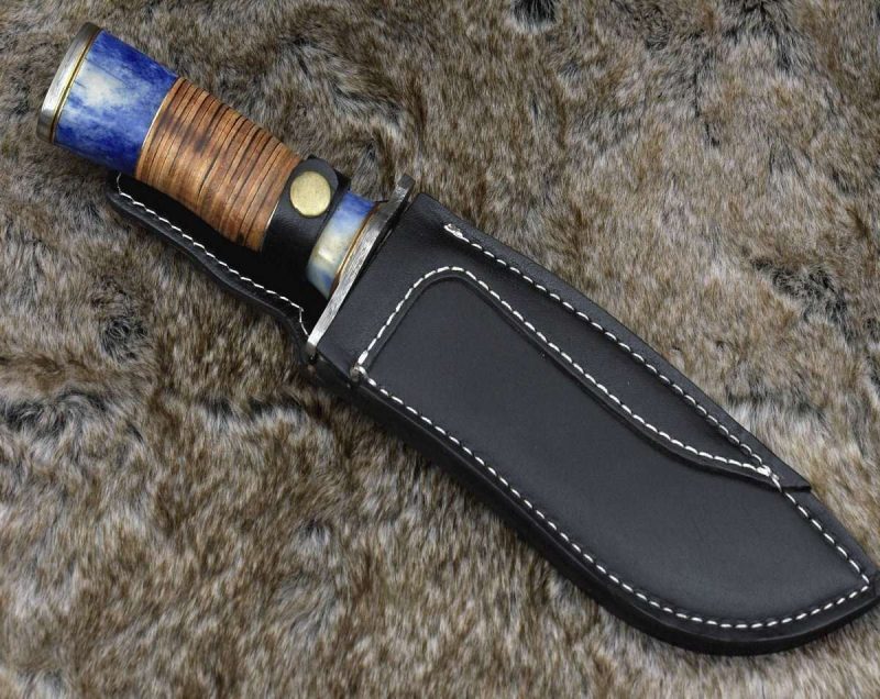 shokunin usa bowie knife giga hunting knife with bone stacked leather handle 41588781777109