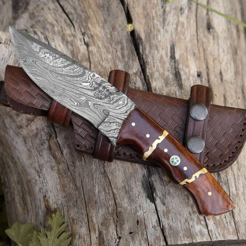 shokunin usa camping knives fang damascus camp knife with rose wood handle 41588782760149