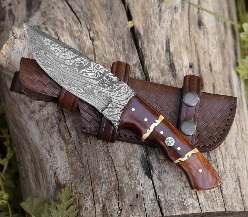 shokunin usa camping knives fang damascus camp knife with rose wood handle 41588782760149