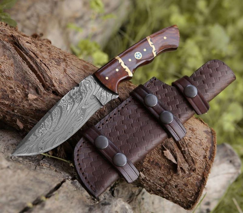 shokunin usa camping knives fang damascus camp knife with rose wood handle 41588796096725