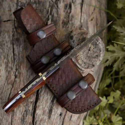 shokunin usa camping knives fang damascus camp knife with rose wood handle 41588801437909