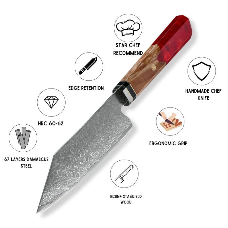 shokunin usa chef knife alpha chef knife damascus bunka knife with exotic olive wood resin handle 41588772307157