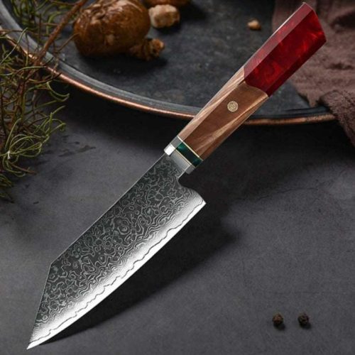 shokunin usa chef knife alpha chef knife damascus bunka knife with exotic olive wood resin handle 41588772438229