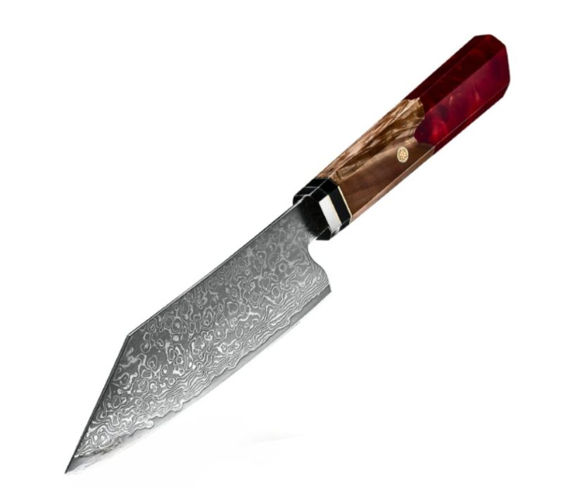 shokunin usa chef knife alpha chef knife damascus bunka knife with exotic olive wood resin handle 41588772470997