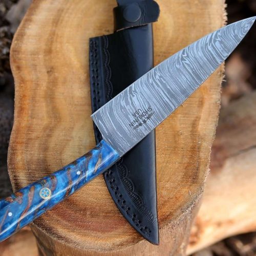 shokunin usa chef knife cinder damascus chef knife with pine cone handle 41588766114005