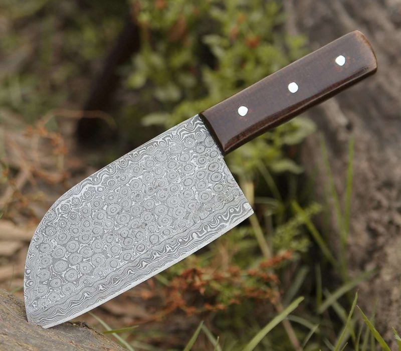 shokunin usa chef knife gladiator damascus steel cleaver with micarta handle 41588782268629