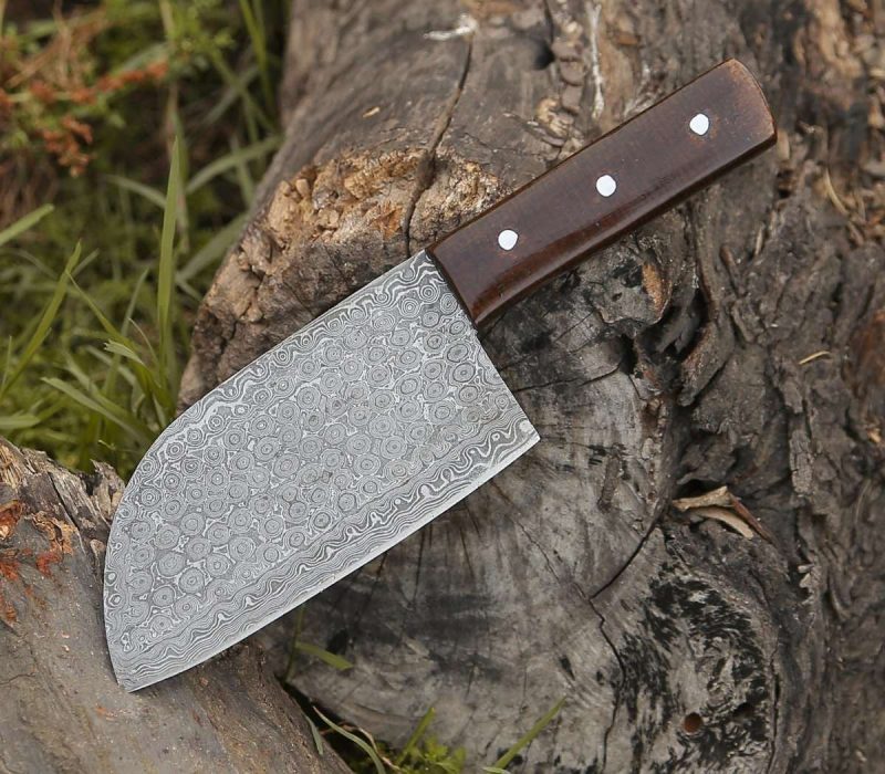 shokunin usa chef knife gladiator damascus steel cleaver with micarta handle 41588783120597