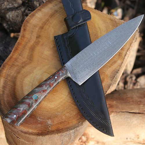 shokunin usa chef knife hyperedge damascus chef knife with pine cone handle sheath 41588782825685