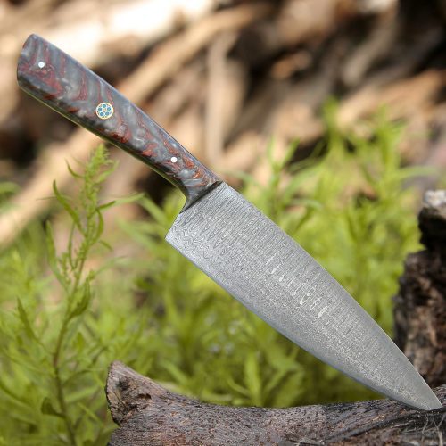 shokunin usa chef knife hyperedge damascus chef knife with pine cone handle sheath 41588783186133