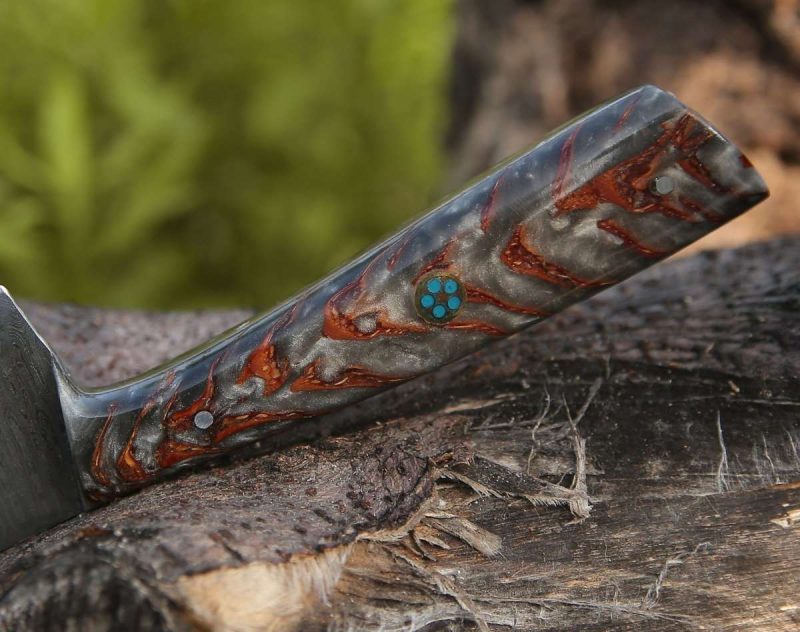 shokunin usa chef knife hyperedge damascus chef knife with pine cone handle sheath 41588784595157