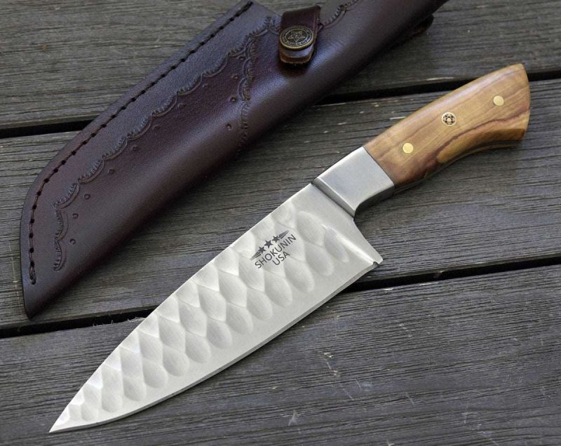 shokunin usa chef knife increda damascus chef knife with olive wood handle 41588781809877