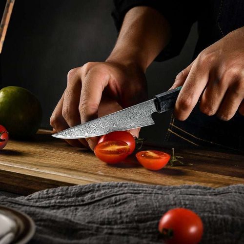 shokunin usa chef knife kerie vg10 chef knife damascus petty knife with carbon fiber aluminum composite 41588793114837