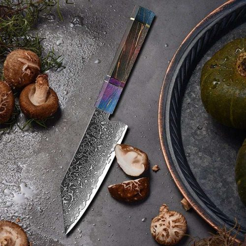 shokunin usa chef knife kodachi vg10 damascus bunka knife with rosewood burl handle 41588788592853