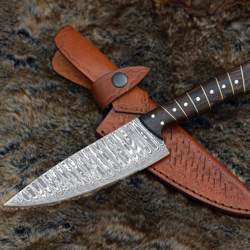 shokunin usa chef knife noble 6 damascus chef knife with exotic wenge wood handle leather sheath 41588797833429