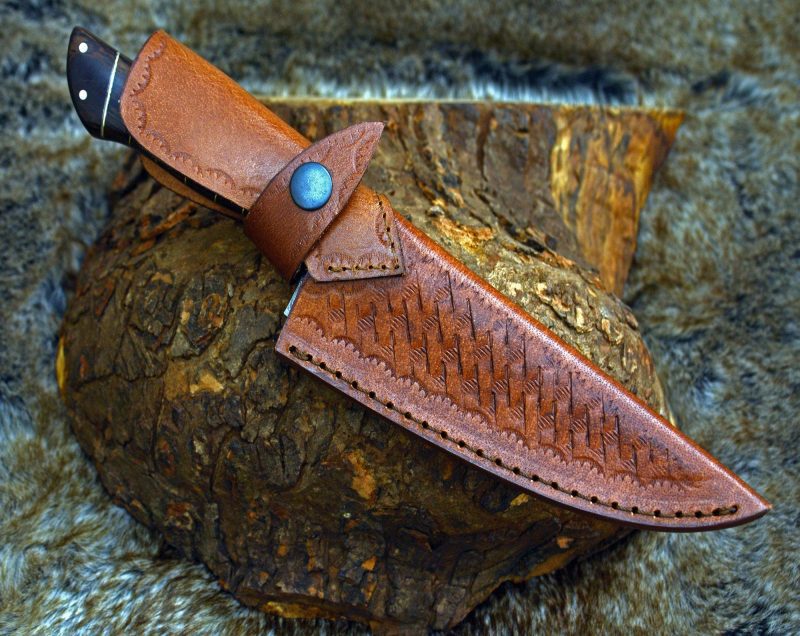 shokunin usa chef knife noble 6 damascus chef knife with exotic wenge wood handle leather sheath 41588799111381