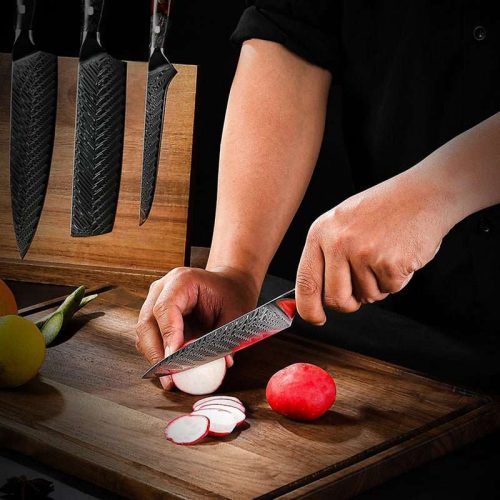 shokunin usa chef knife set complete 8 pcs set supreme vg10 8 pc professional chef knife set with stained olive wood handle sheath 41588792230101