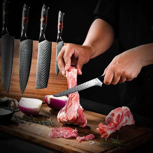 shokunin usa chef knife set complete 8 pcs set supreme vg10 8 pc professional chef knife set with stained olive wood handle sheath 41588797735125