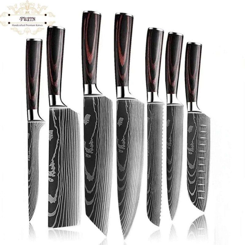 shokunin usa chef knife set fujin chef s knife set 7 pcs pakkawood handle 41588795965653