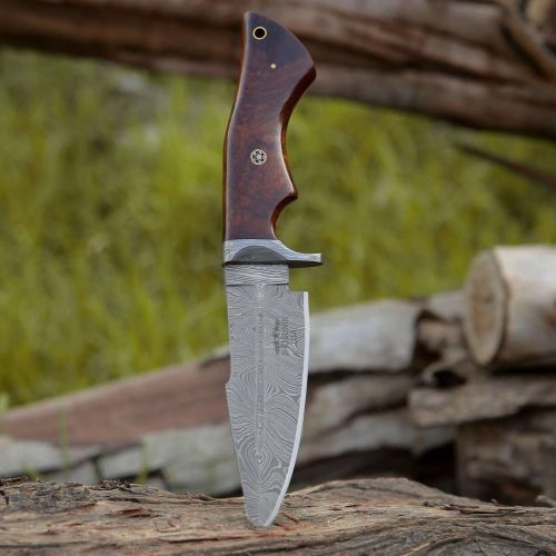 shokunin usa damascus knife bolt damascus custom hunting knife with exotic rose wood handle 41588766802133