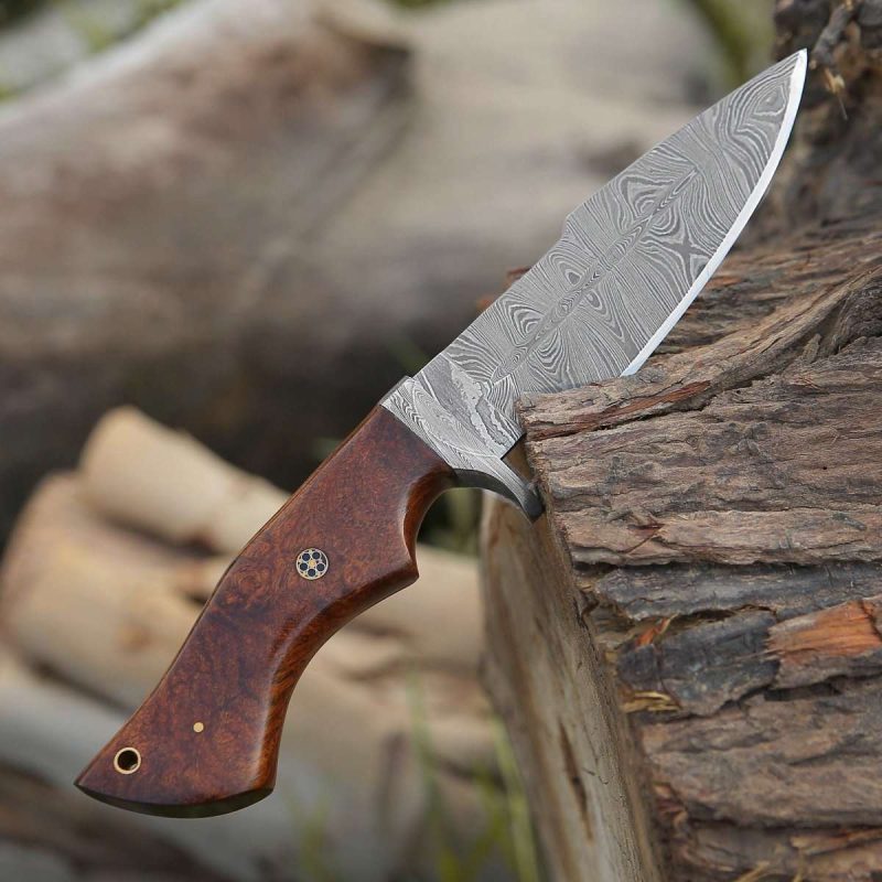 shokunin usa damascus knife bolt damascus custom hunting knife with exotic rose wood handle 41588767162581