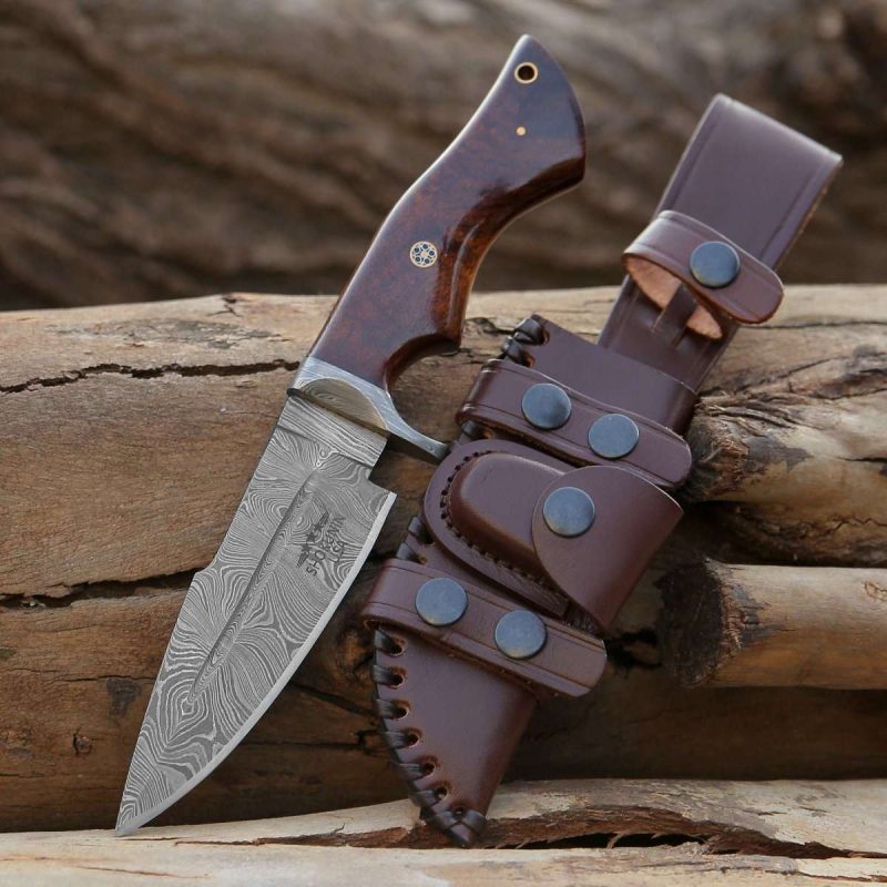 shokunin usa damascus knife bolt damascus custom hunting knife with exotic rose wood handle 41588767391957