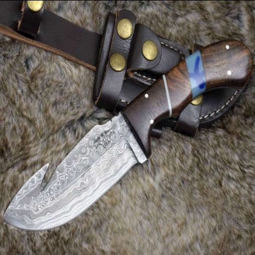 shokunin usa damascus knife captain personalized knife with exotic rosewood and turquoise handle 41588766081237