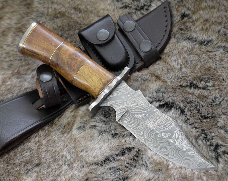 shokunin usa damascus knife carve engraved damascus hunting knife with exotic rose wood handle 41588761198805