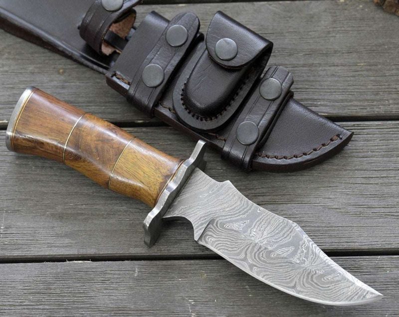 shokunin usa damascus knife carve engraved damascus hunting knife with exotic rose wood handle 41588765098197