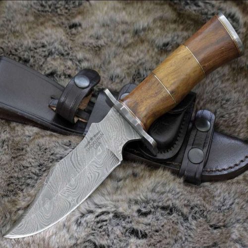 shokunin usa damascus knife carve engraved damascus hunting knife with exotic rose wood handle 41588765327573