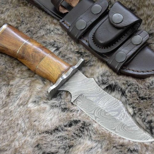 shokunin usa damascus knife carve engraved damascus hunting knife with exotic rose wood handle 41588765753557