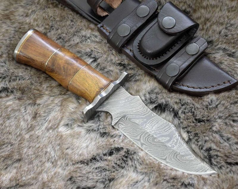 shokunin usa damascus knife carve engraved damascus hunting knife with exotic rose wood handle 41588765753557