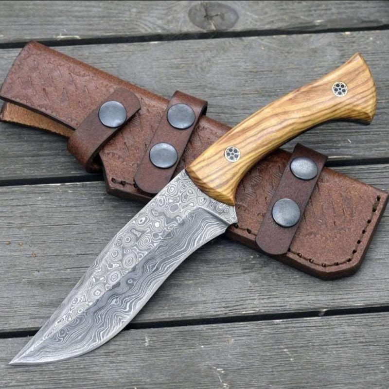 shokunin usa damascus knife chimera damascus steel engraved knife with exotic olive wood handle 41588761788629