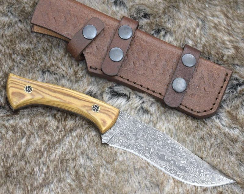 shokunin usa damascus knife chimera damascus steel engraved knife with exotic olive wood handle 41588767981781